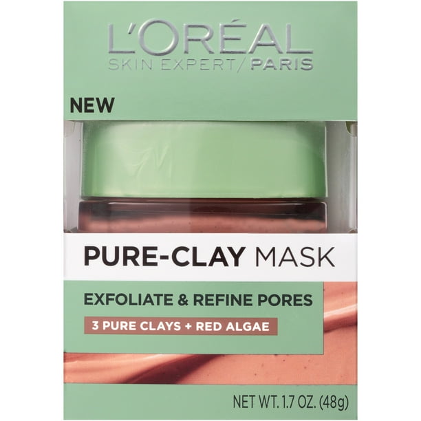 L'Oreal Pure Clay Exfoliating Masks for Pore Refinement, 1.7 oz