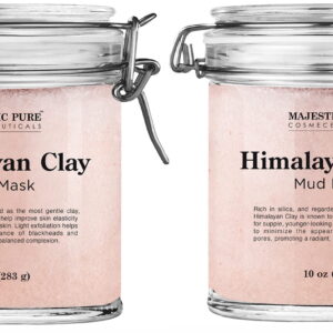 Majestic Pure Himalayan Clay Mud Masks – Detoxifying, Brightening, and Minimizing Pore Look, 10 oz (Pack of two)