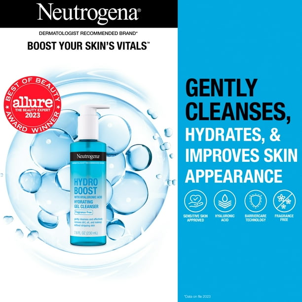 Neutrogena Hydro Increase Perfume-Free Gel Facial Cleanser with Hyaluronic Acid, 7.8 oz